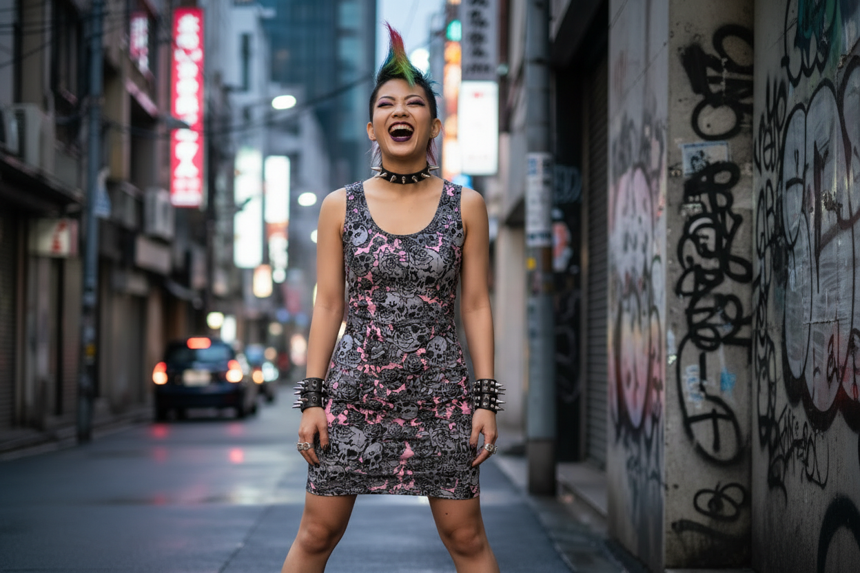 DARK URCHIN 'Skull Storm'. 'CORAL' (Pink). Women’s Bodycon Dress. Choice of Sizes