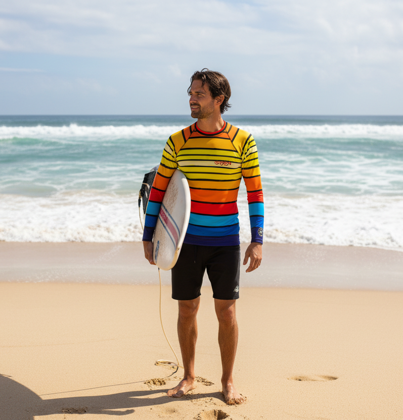URCHIN 'SURF SUNRISE' Men's Rash Guard
