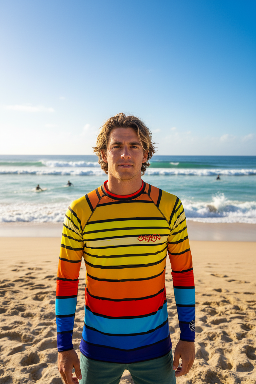 URCHIN 'SURF SUNRISE' Men's Rash Guard