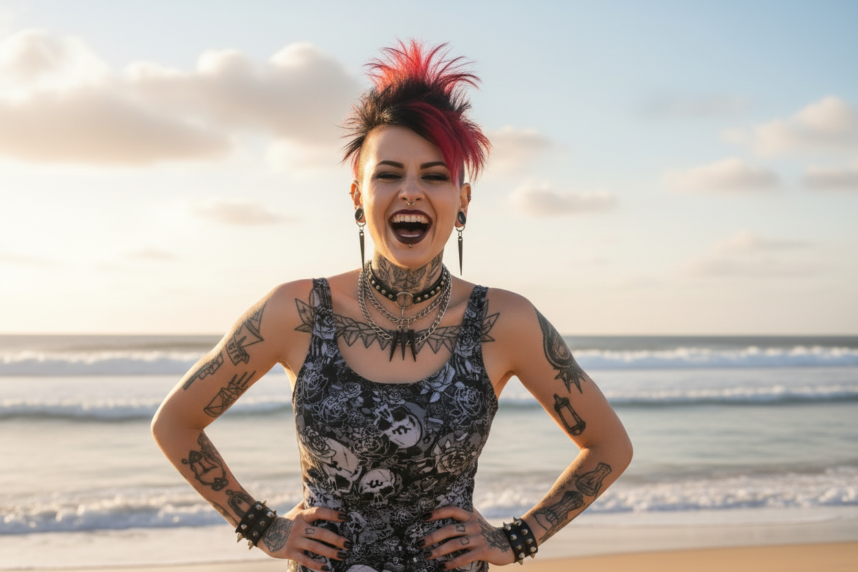 DARK URCHIN 'Skull Storm' One Piece Swimsuit. Colour 'Night' (Black). Choice of Sizes.