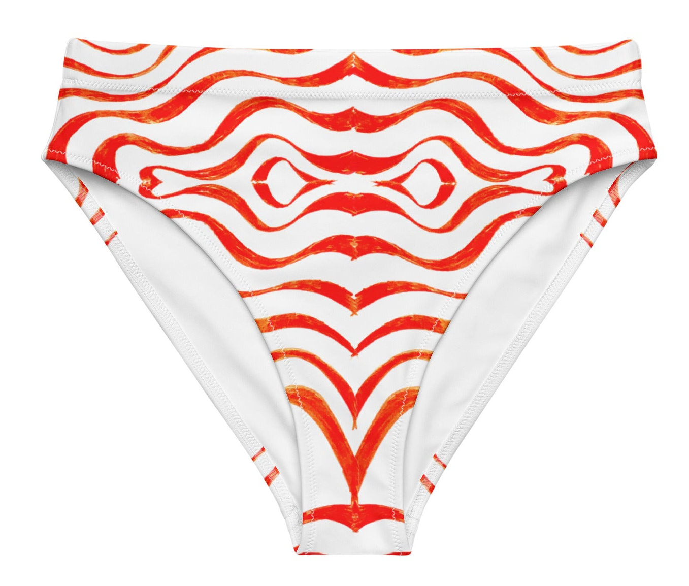 URCHIN - 'TATTOO WAVE' RED. Recycled high-waisted bikini bottom. Choice of Sizes.