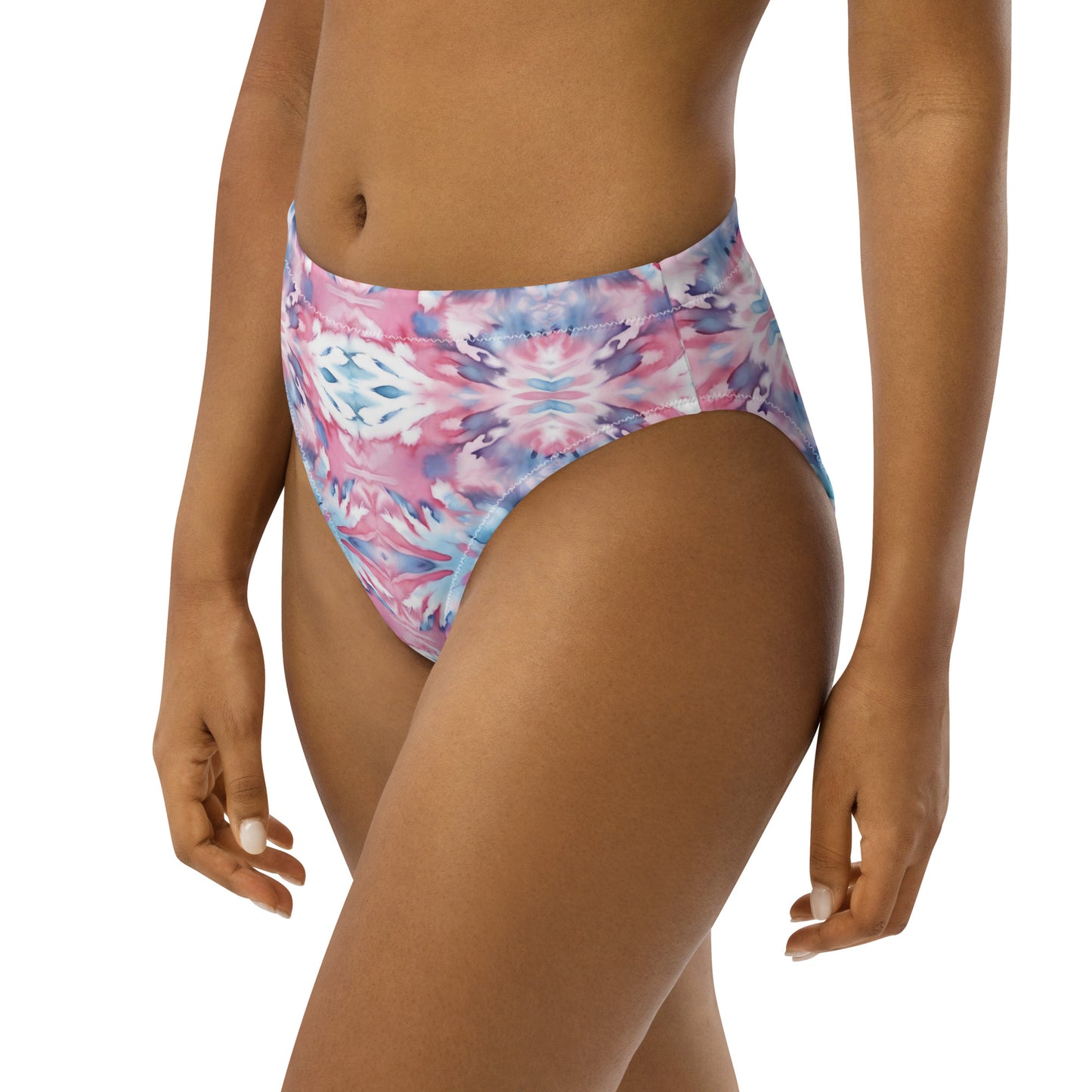 URCHIN-'CORAL SEA' Pink and Blue Tie Dye. Recycled High Waisted Bikini Bottom. Choice of Sizes.