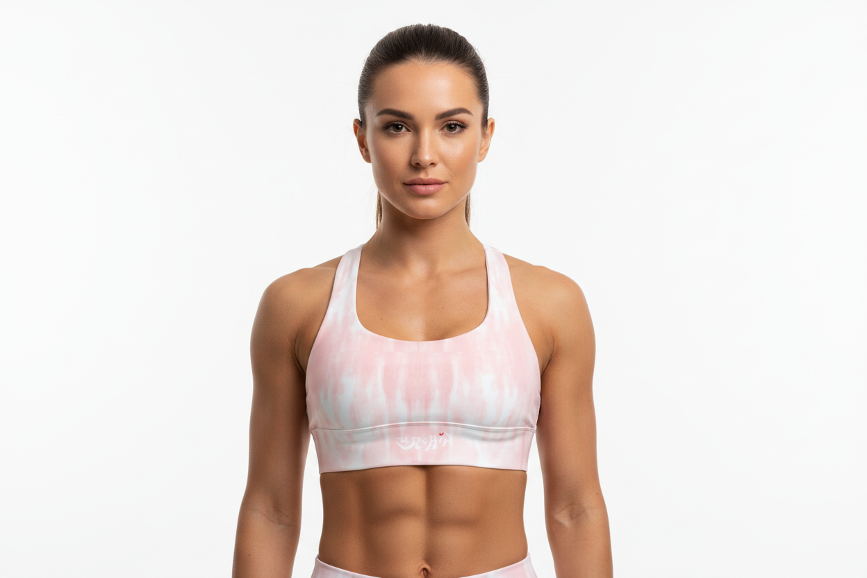 URCHIN Sports 'Pink Fade' Recycled Longline Sports Bra. Choice of Sizes.