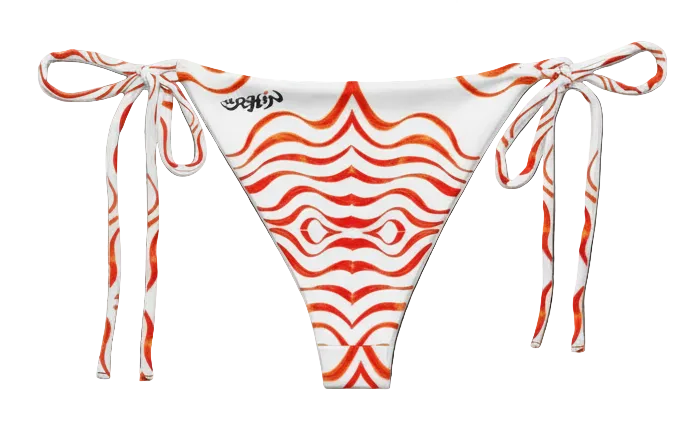 URCHIN Swimwear. 'TATTOO WAVE' RED. Recycled string bikini. Choice of Sizes.