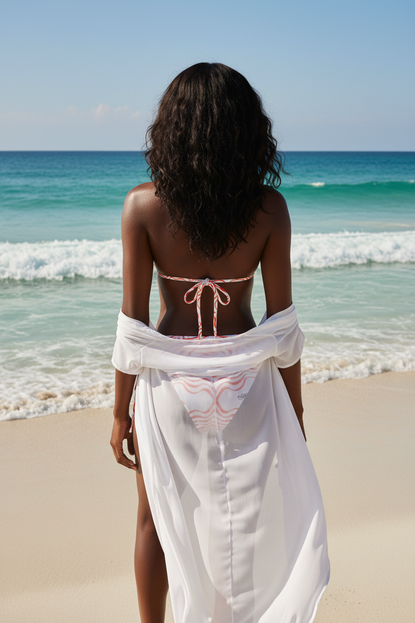 URCHIN Swimwear. 'TATTOO WAVE' RED. Recycled string bikini. Choice of Sizes.