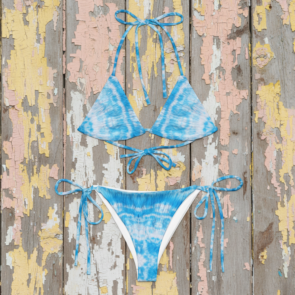 URCHIN 'OCEAN DRIFT' Original Tie Dye print. Recycled string bikini