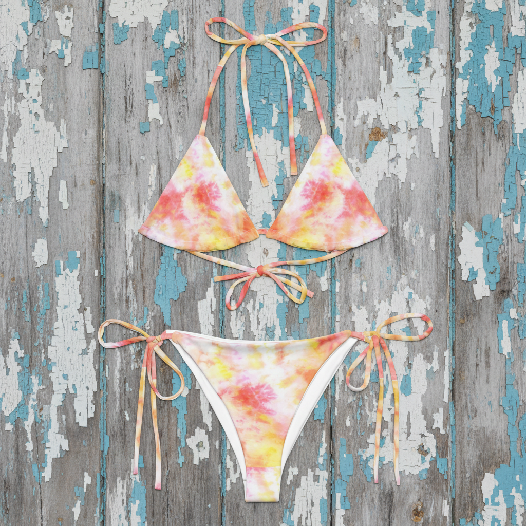 URCHIN 'STAR ROSE' Original Tie Dye Print recycled string bikini