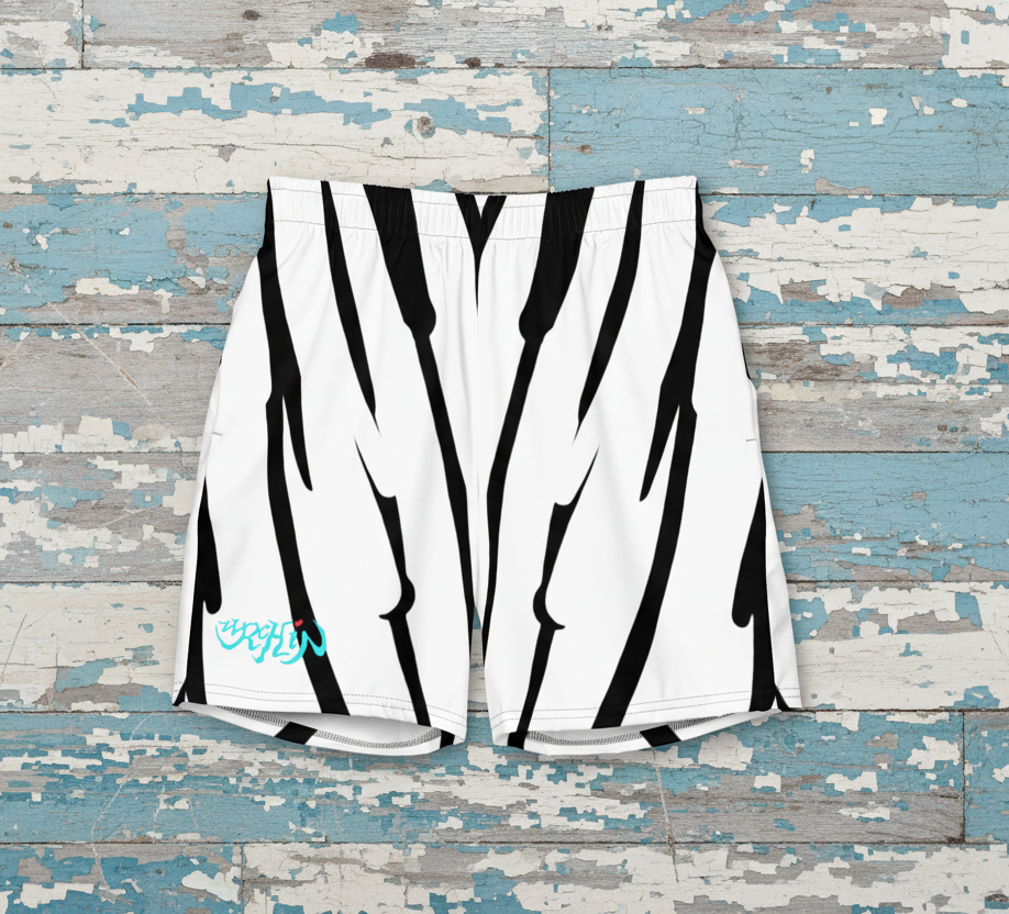 URCHIN RIP WAVE 'ZEBRA FISH' Unisex Premium Recycled Swim Trunks.