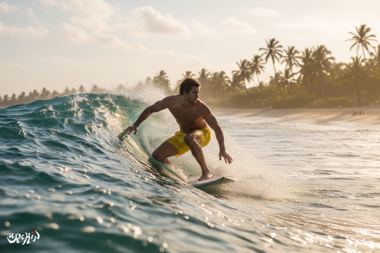 URCHIN 'RIP WAVE' 'Mango Ice' Unisex Premium Recycled Swim Trunks.
