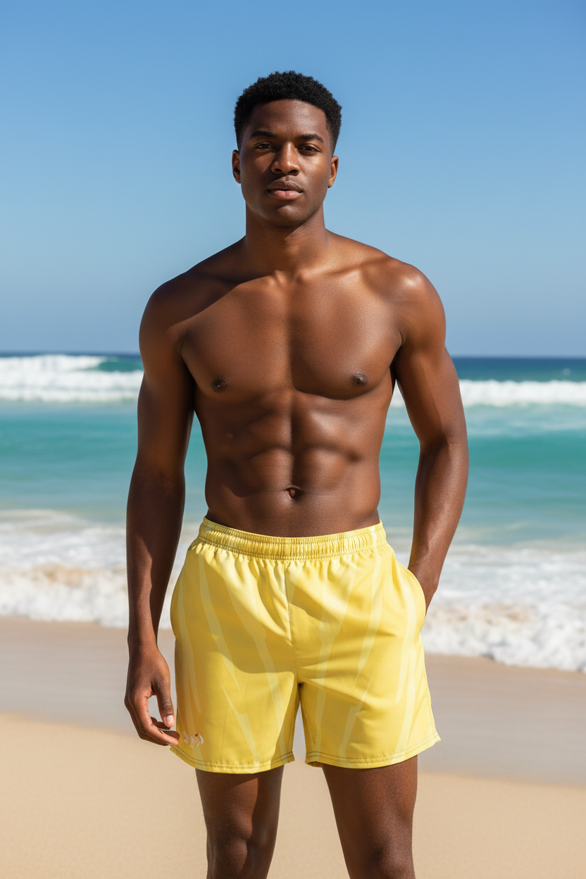 URCHIN 'RIP WAVE' 'Mango Ice' Unisex Premium Recycled Swim Trunks.