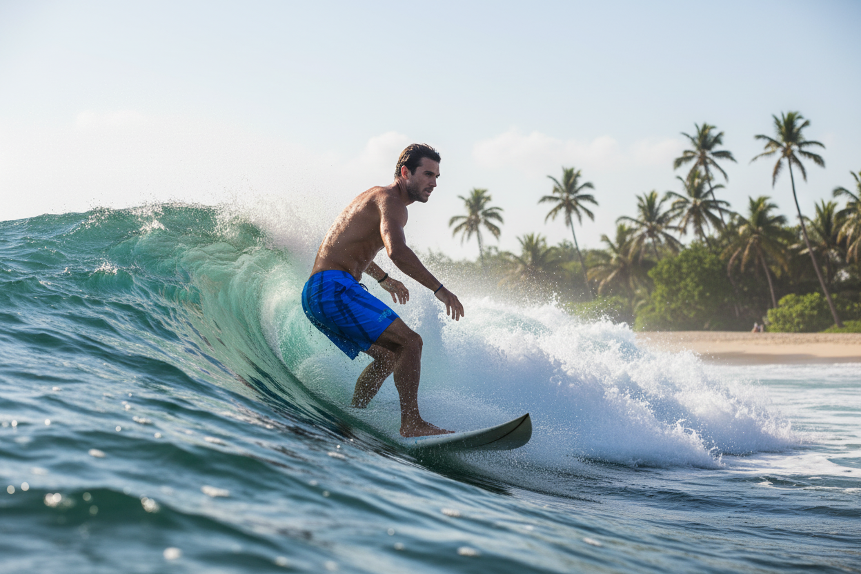 URCHIN 'RIP WAVE'- 'Blue Sea' Unisex Premium Recycled Swim Trunks.