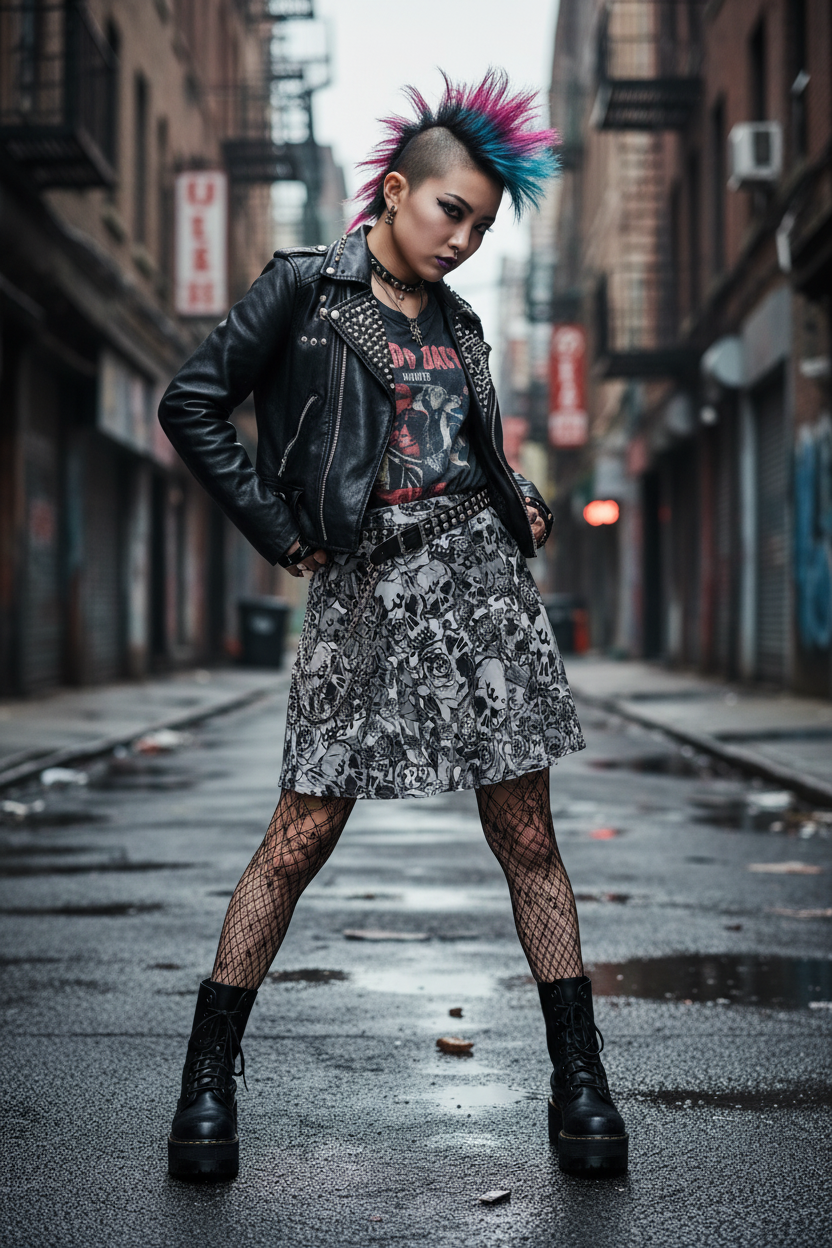 DARK URCHIN 'Skull Storm' Skater Skirt. Colour 'Metal' (Grey) Choice of Sizes.