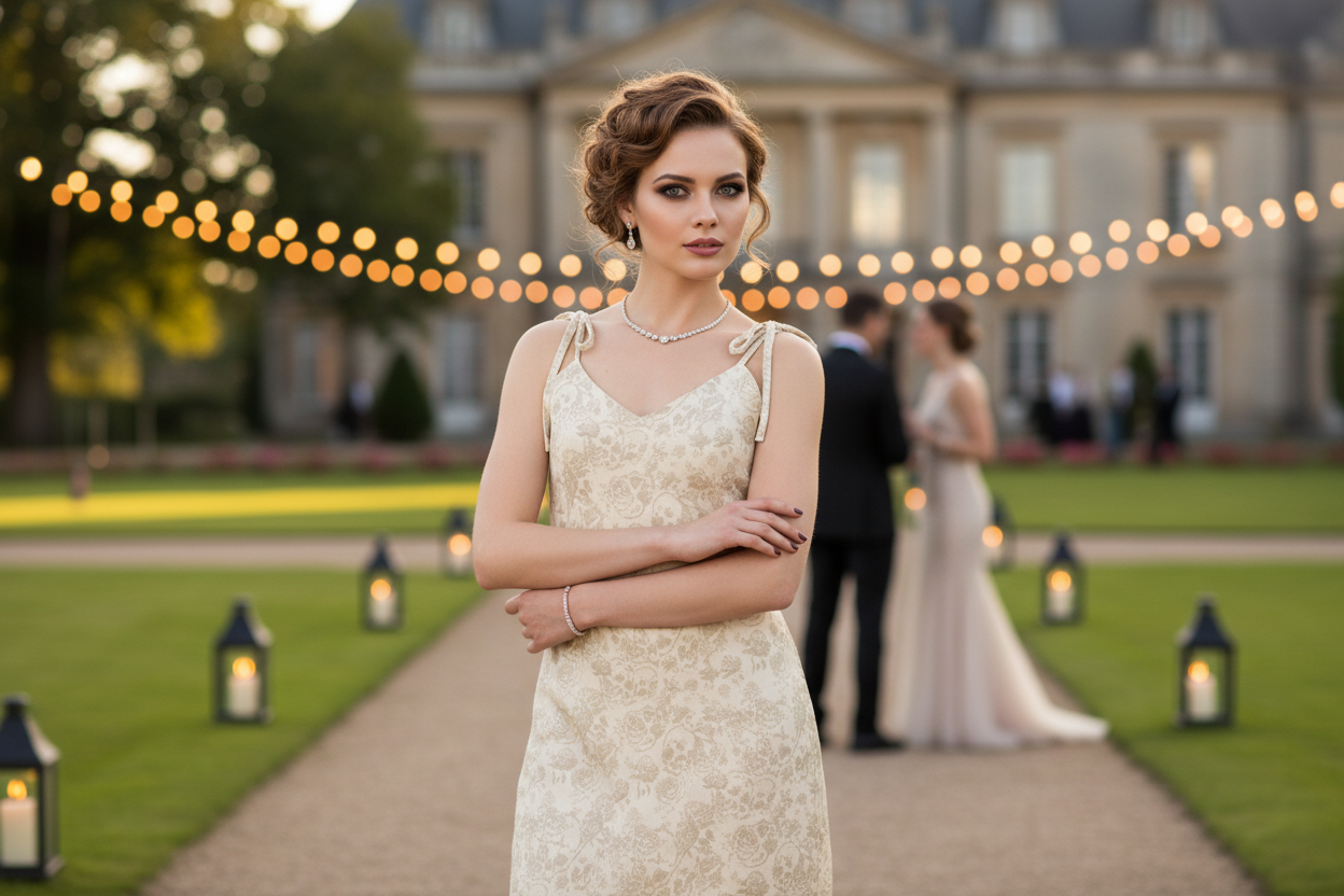 DARK URCHIN SKULL STORM 'IVORY' Colour Biscuit. Tie-strap midi dress