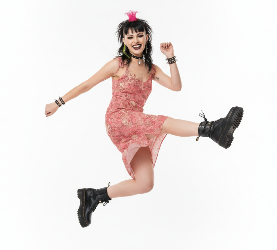 DARK URCHIN SKULL STORM 'STRAWBERRIES & CREAM' Colour 'Blush Pink'. Tie-strap midi dress