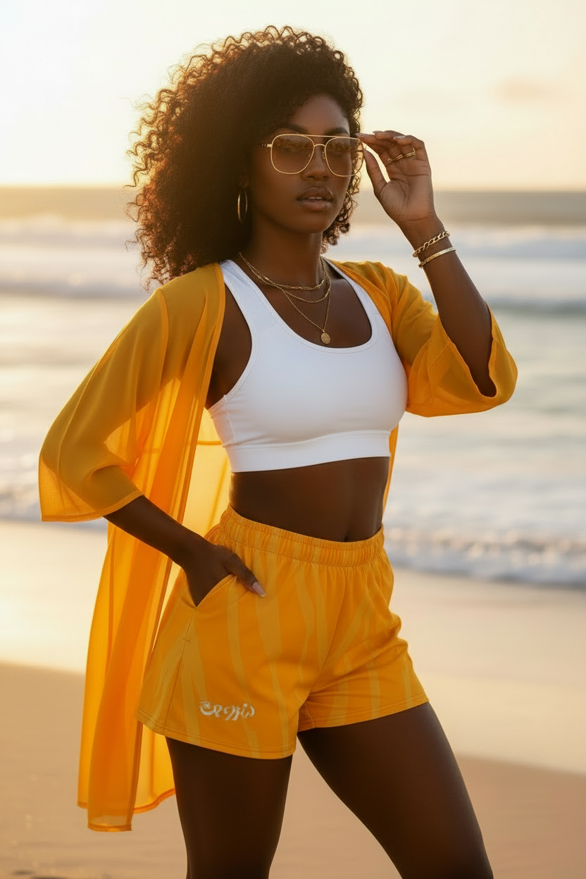 URCHIN 'RIP WAVE' 'Orangeade' Unisex Athletic/Swim Shorts