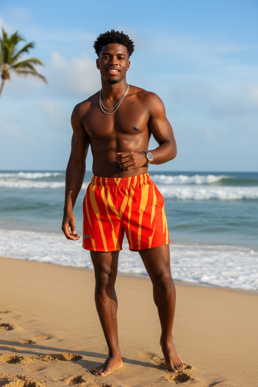 URCHIN 'RIP WAVE' 'Red Daiquiri' Unisex Athletic/Swim Shorts