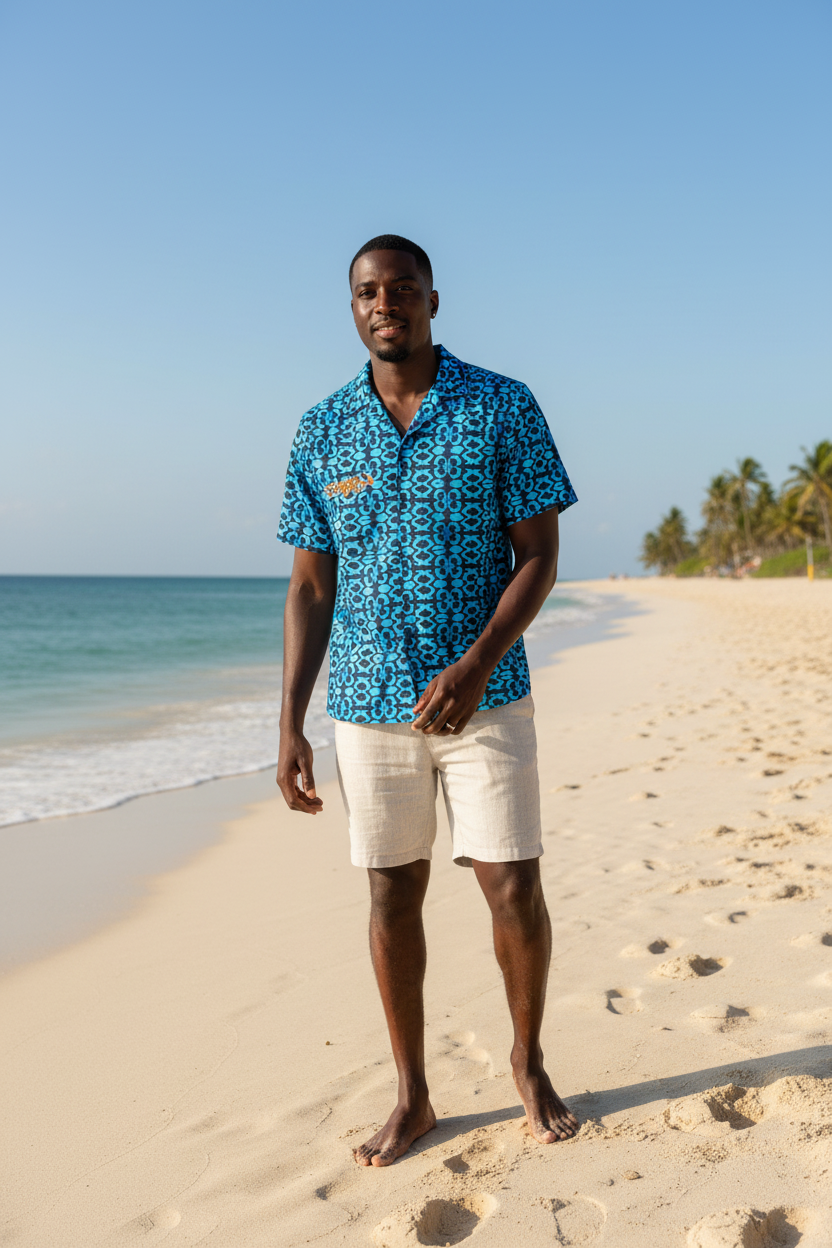 URCHIN 'BLUE SEA SHELLS' 'Blueberry'(Dark Blue).  Unisex shirt.