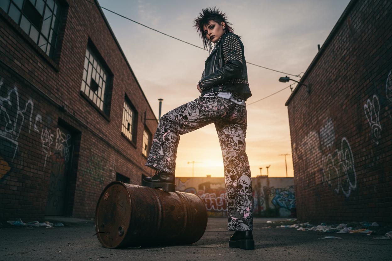 DARK URCHIN SKULL STORM 'CORAL' Unisex wide-leg pants/trousers.