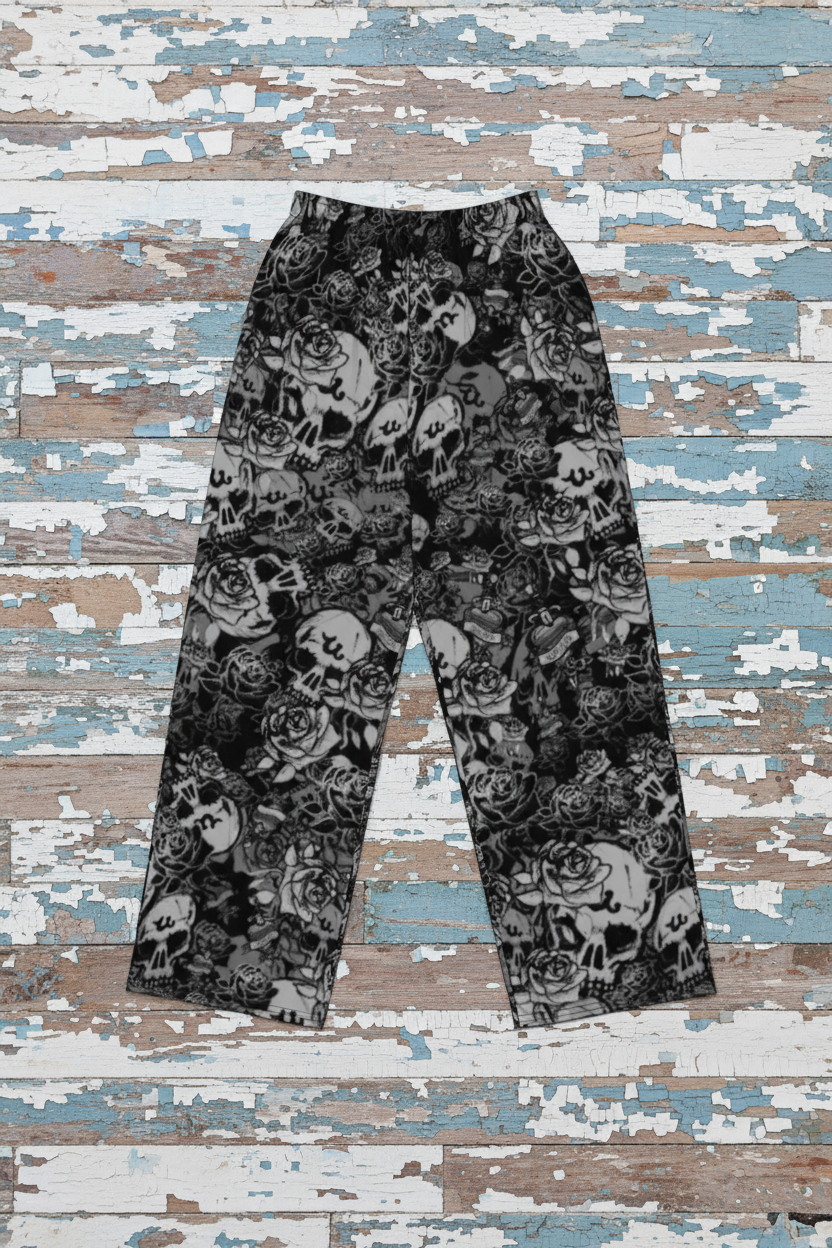 DARK URCHIN SKULL STORM 'NIGHT' wide-leg pants/trousers. Unisex.