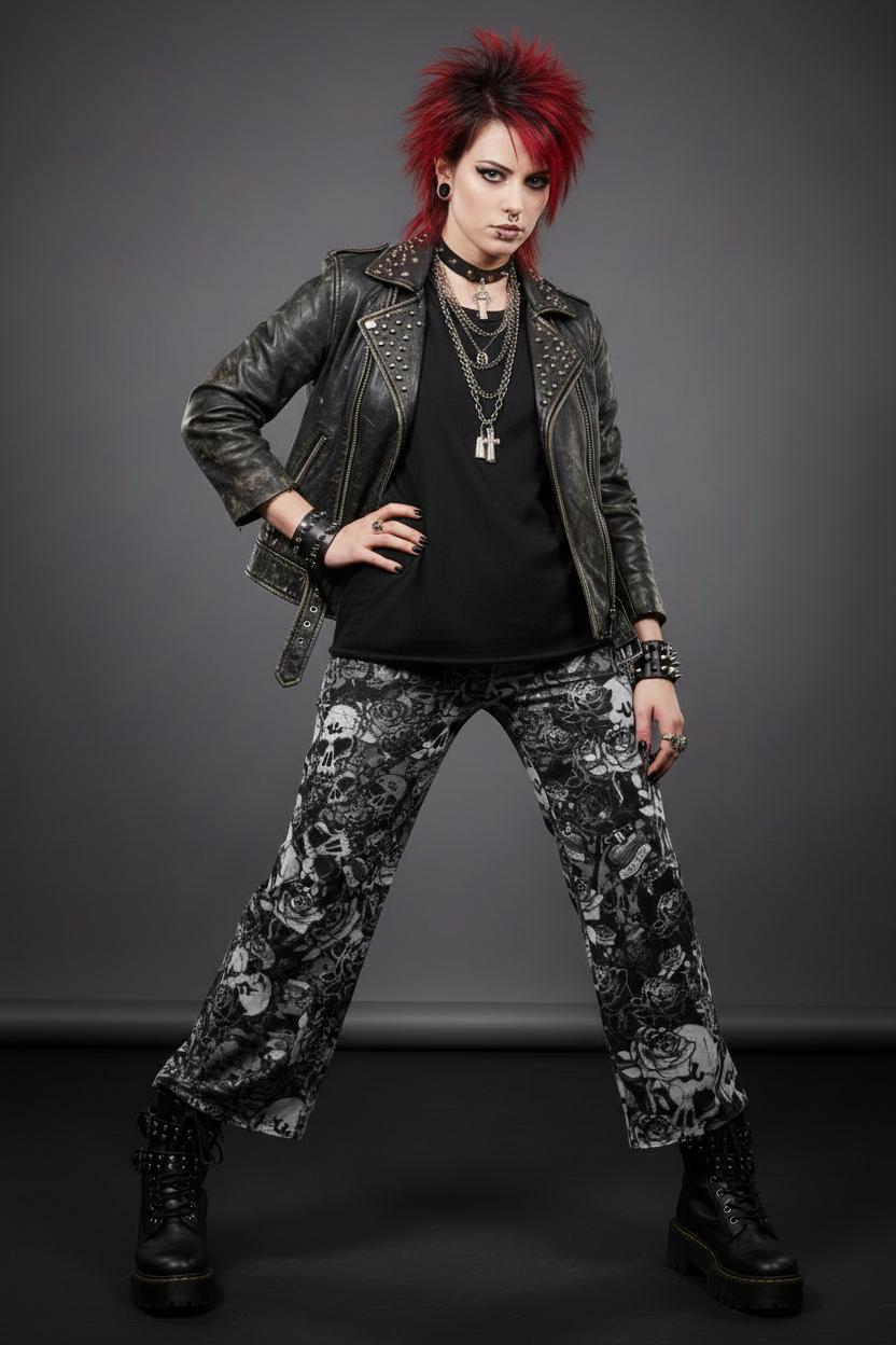 DARK URCHIN SKULL STORM 'NIGHT' wide-leg pants/trousers. Unisex.