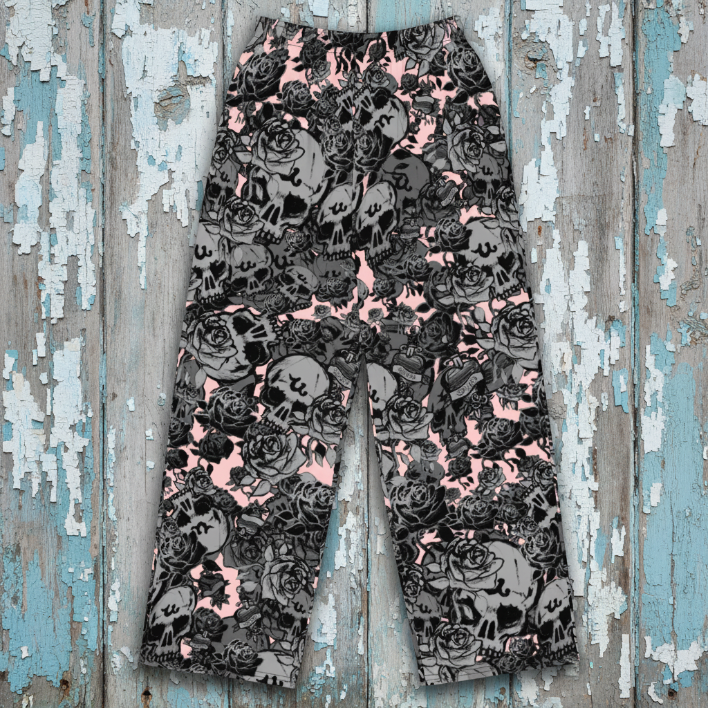 DARK URCHIN SKULL STORM 'CORAL' Unisex wide-leg pants/trousers.
