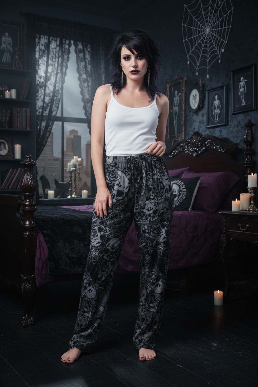 DARK URCHIN SKULL STORM 'NIGHT' Women’s pajama pants