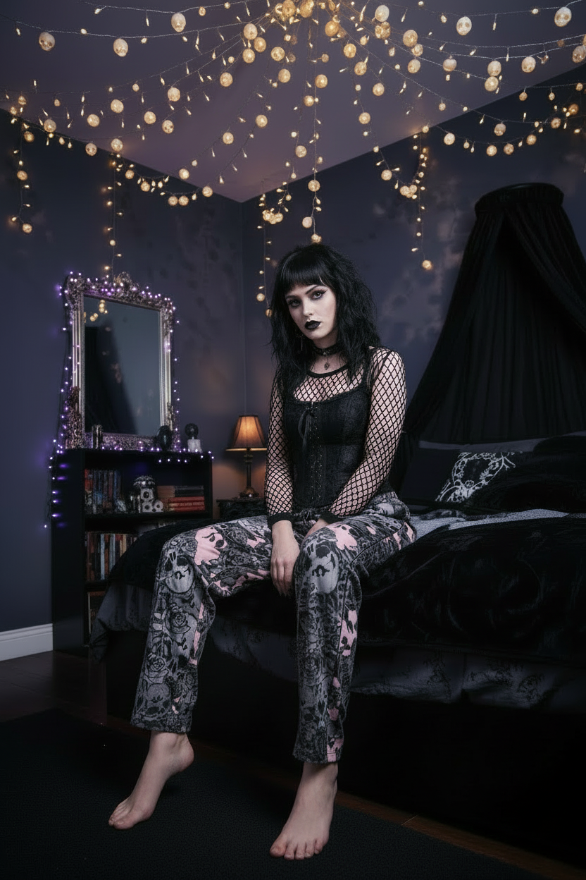 DARK URCHIN SKULL STORM 'CORAL' Women’s pajama pants