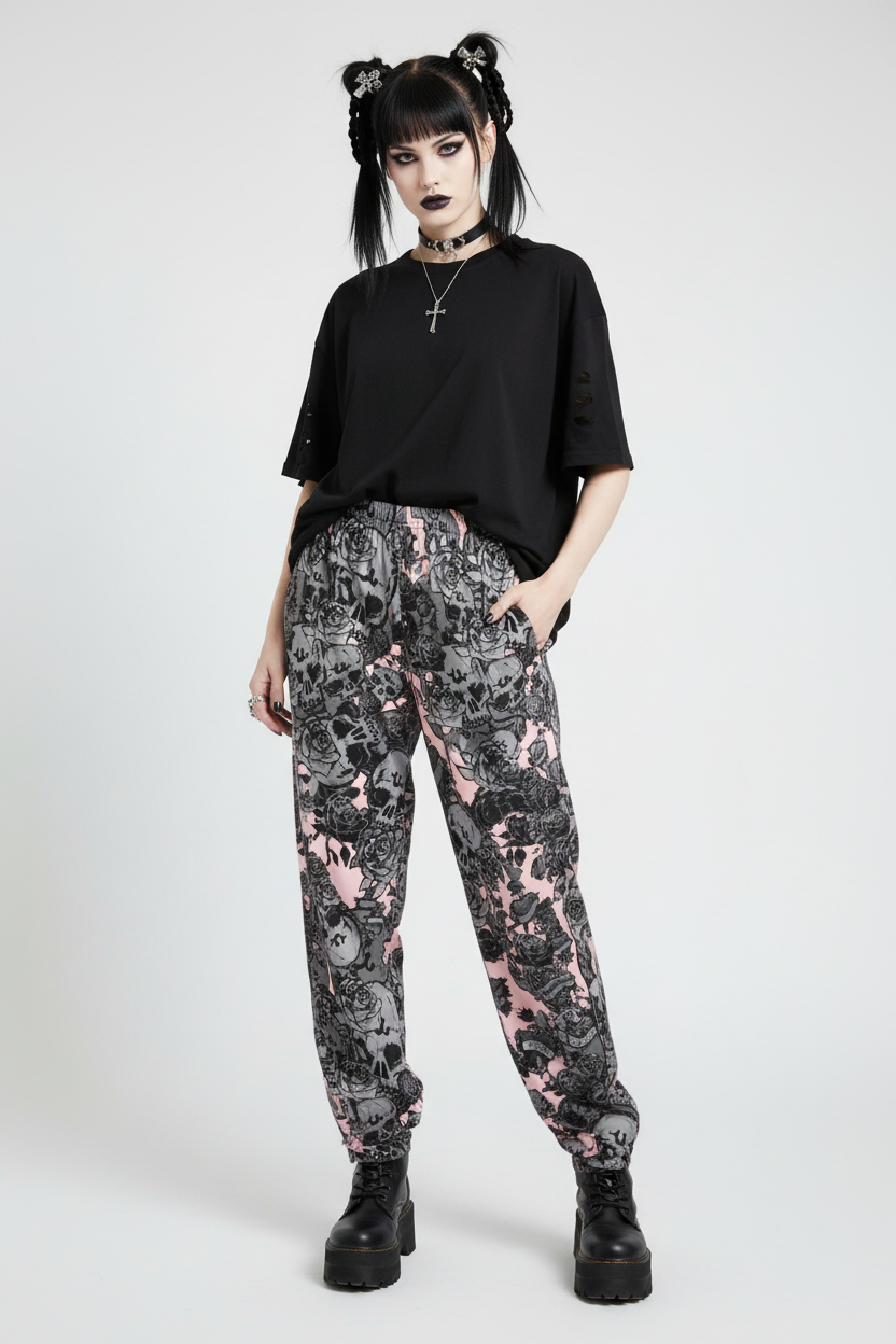 DARK URCHIN SKULL STORM 'CORAL' Women’s pajama pants
