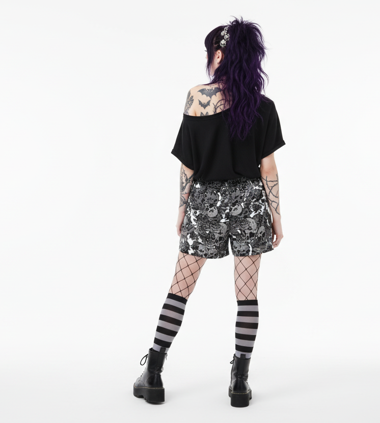 DARK URCHIN SKULL STORM 'SNOW' Women’s pajama shorts
