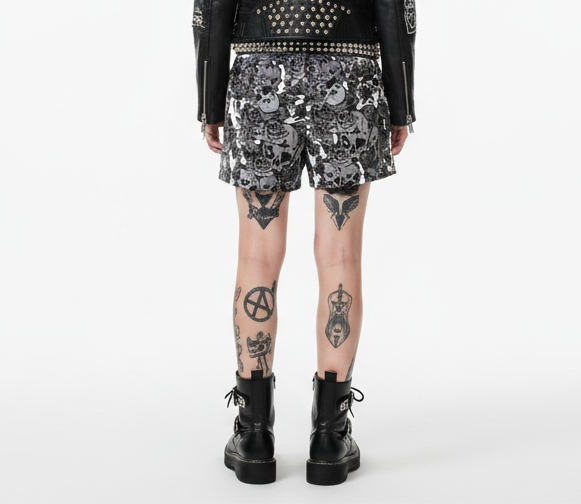 DARK URCHIN SKULL STORM 'SNOW' Women’s pajama shorts
