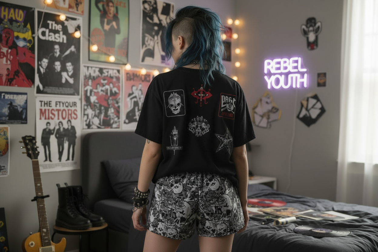 DARK URCHIN SKULL STORM 'METAL' Women’s pajama shorts