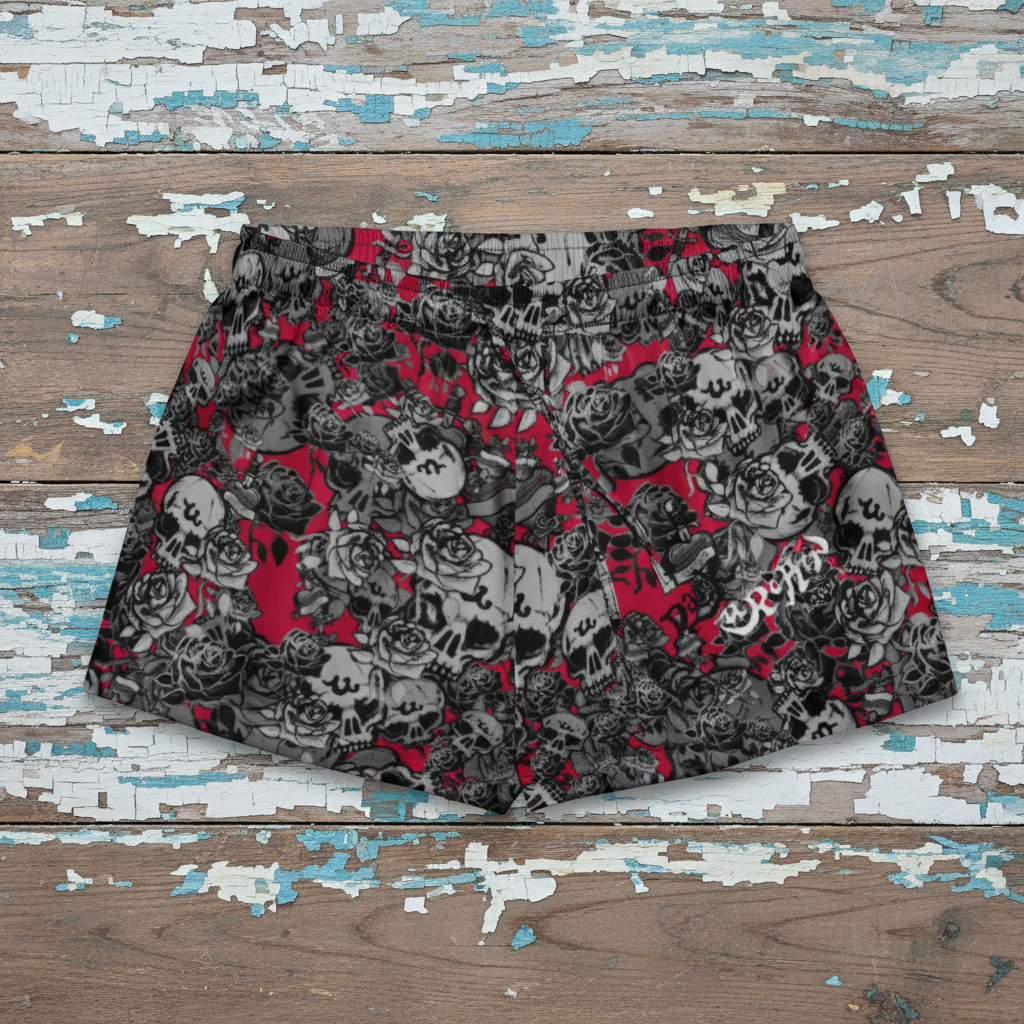 DARK URCHIN SKULL STORM 'WINE' Women’s pajama shorts