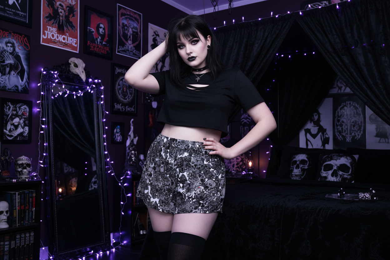 DARK URCHIN SKULL STORM 'SNOW' Women’s pajama shorts