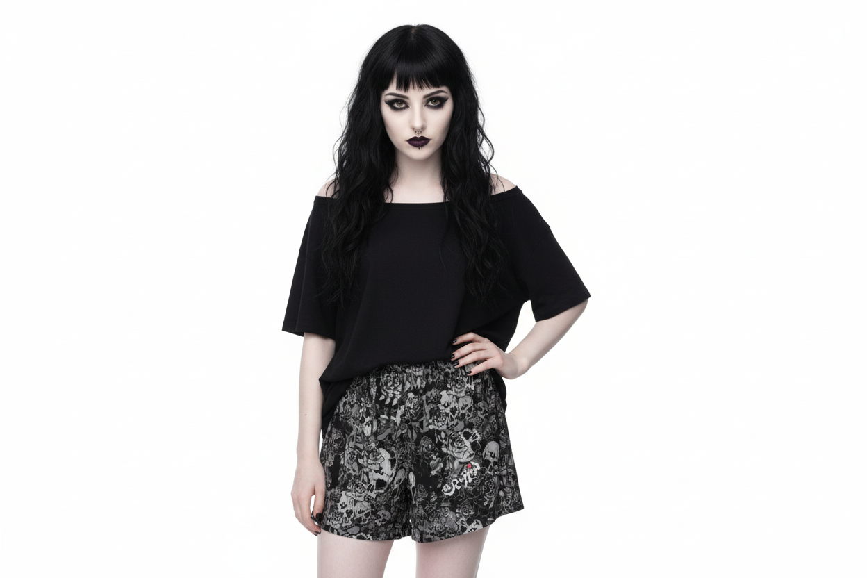 DARK URCHIN SKULL STORM 'NIGHT' Women’s pajama shorts