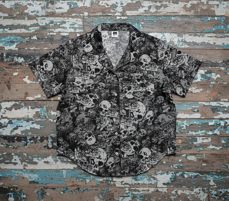 DARK URCHIN SKULL STORM 'NIGHT' women’s short sleeve pajama top