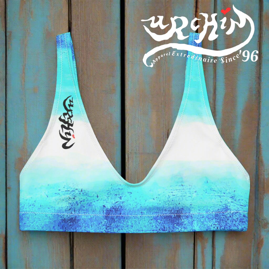 URCHIN Clothes & Swimwear. 'BLUE DREAM' Recycled padded bikini top. Choice of Sizes.