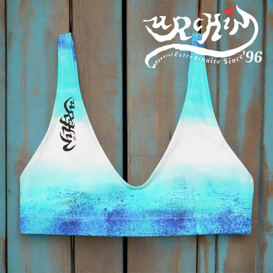 URCHIN Clothes & Swimwear. 'BLUE DREAM' Recycled padded bikini top. Choice of Sizes.