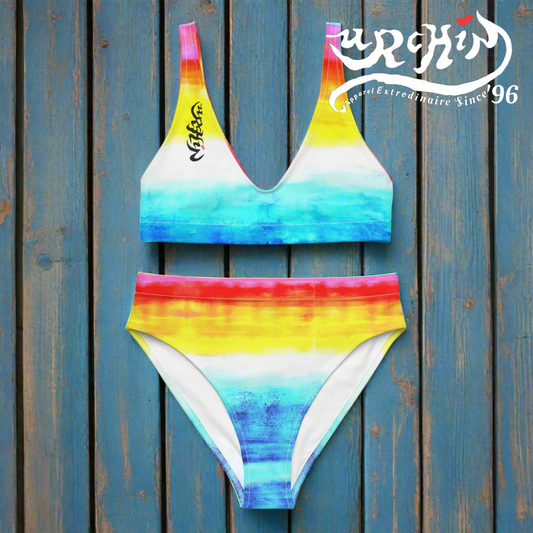 URCHIN Clothes & Swimwear. 'SUNSET BEACH' Recycled high-waisted bikini. Choice of Sizes.