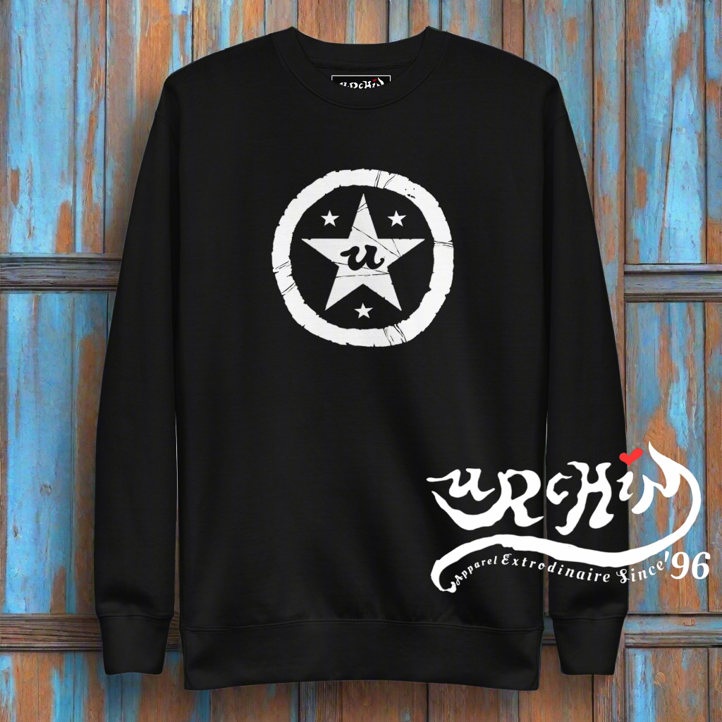 URCHIN 'U STAR' White Logo. Premium Cotton Sweatshirt. Choice of Colours. Unisex.