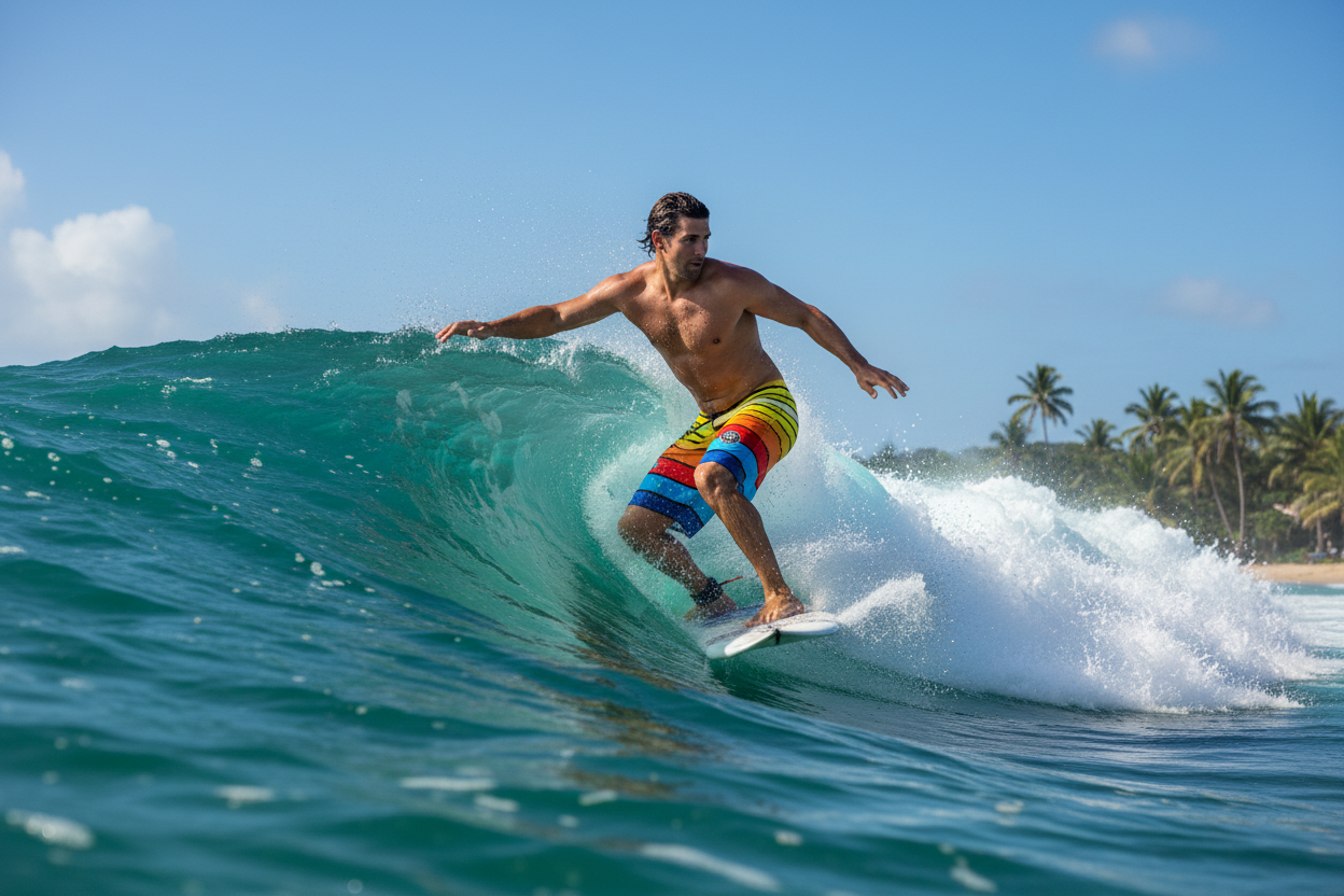 URCHIN 'SURF SUNRISE' Unisex Recycled Swim Board Shorts.
