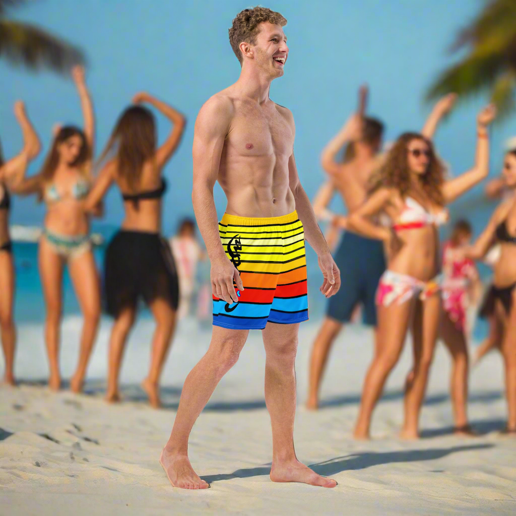 URCHIN Men's Swimwear. 'SUNRISE' Unisex Recycled Swim Board Shorts. Choice of Sizes.