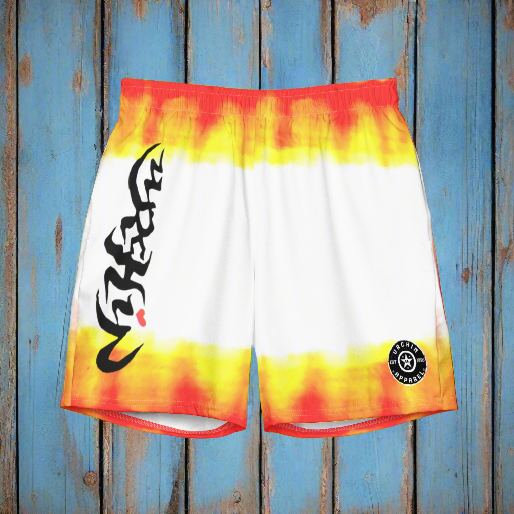 URCHIN Men's Swimwear. 'FLAME' Recycled Swim Board Shorts. Choice of Sizes.