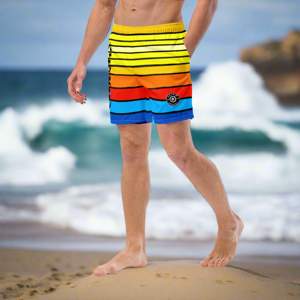 URCHIN Men's Swimwear. 'SUNRISE' Unisex Recycled Swim Board Shorts. Choice of Sizes.