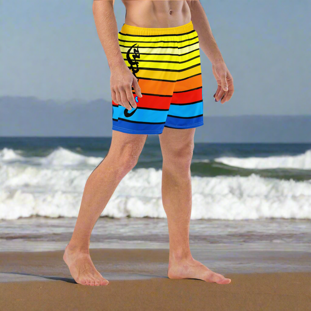 URCHIN Men's Swimwear. 'SUNRISE' Unisex Recycled Swim Board Shorts. Choice of Sizes.