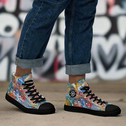 URCHIN Footwear 'FLAGS'. Mens High Tops. Black or White Detailing Option. Choice of Sizes.