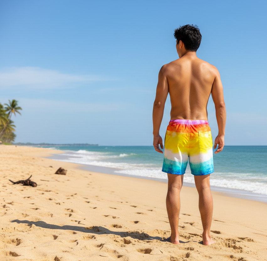URCHIN 'SUNSET BEACH' Unisex Recycled Swim Board Shorts.