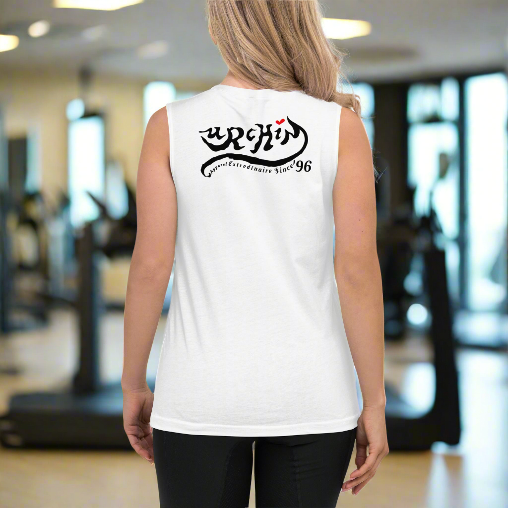 URCHIN Clothes 'U STAR' Black Logo. White Muscle T Shirt. Unisex. Choice of Sizes.