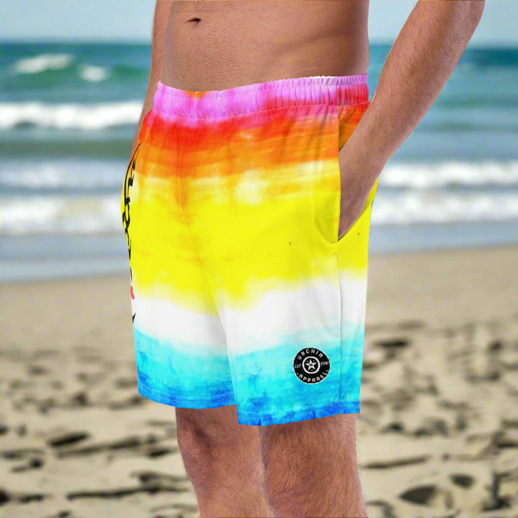 URCHIN Swimwear. 'SUNSET BEACH' Unisex Recycled Swim Trunks. Choice of Sizes.