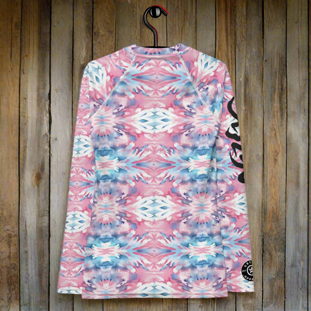 URCHIN Clothes & Swimwear. 'CORAL SEA' Pink and Blue Tie Dye. Womens Rash Guard. Choice of Sizes.