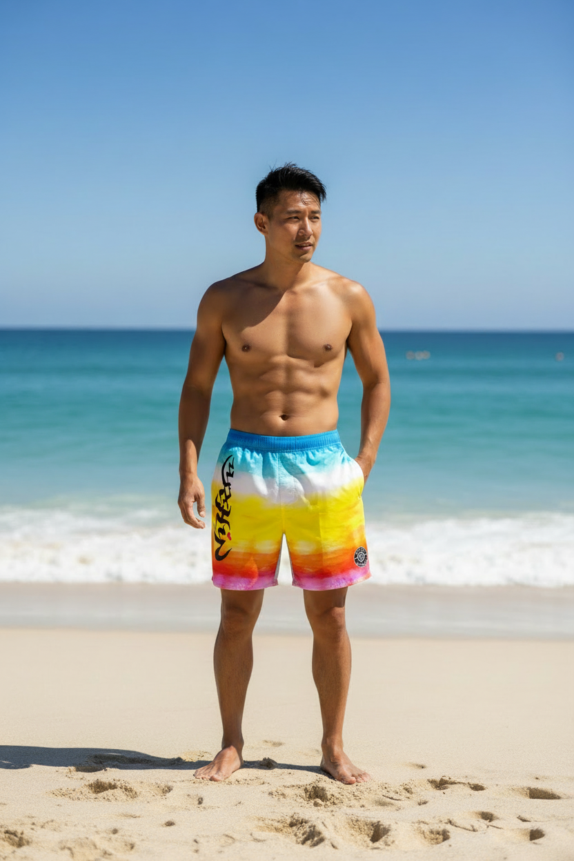 URCHIN 'SUNRISE BEACH' Unisex Recycled Swim Board Shorts.